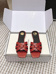 YSL Tribute Mules In Smooth Leather Red - 5