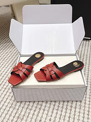 YSL Tribute Mules In Smooth Leather Red - 4