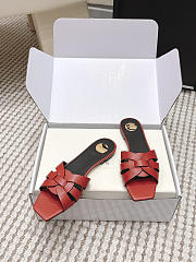 YSL Tribute Mules In Smooth Leather Red - 3