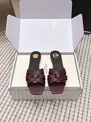 YSL Tribute Mules In Smooth Leather Burgundy - 1