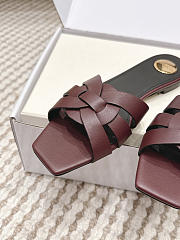 YSL Tribute Mules In Smooth Leather Burgundy - 5