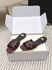 YSL Tribute Mules In Smooth Leather Burgundy - 3