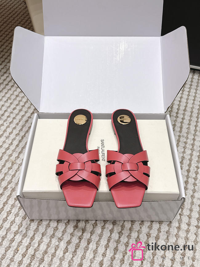 YSL Tribute Mules In Smooth Leather Pink - 1