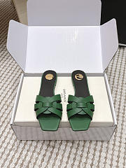 YSL Tribute Mules In Smooth Leather Green - 1