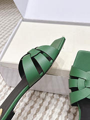 YSL Tribute Mules In Smooth Leather Green - 6