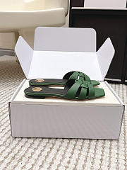YSL Tribute Mules In Smooth Leather Green - 3