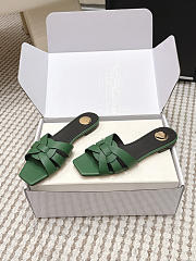 YSL Tribute Mules In Smooth Leather Green - 4