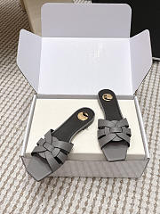YSL Tribute Mules In Smooth Leather Gray - 2