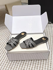 YSL Tribute Mules In Smooth Leather Gray - 3