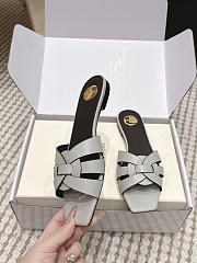 YSL Tribute Mules In Smooth Leather Light Gray - 3