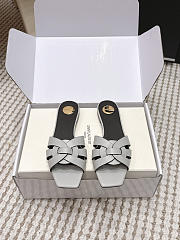 YSL Tribute Mules In Smooth Leather Light Gray - 2