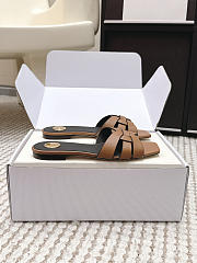 YSL Tribute Mules In Smooth Leather Brown - 5