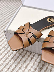 YSL Tribute Mules In Smooth Leather Brown - 3