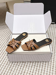 YSL Tribute Mules In Smooth Leather Brown - 4