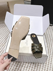 YSL Tribute Mules In Smooth Leather Dark Green - 4