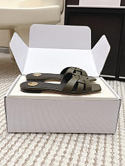 YSL Tribute Mules In Smooth Leather Dark Green - 3