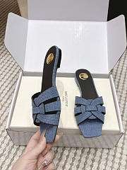 YSL Tribute Mules In Denim Blue - 5