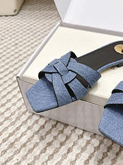 YSL Tribute Mules In Denim Blue - 4