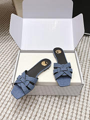YSL Tribute Mules In Denim Blue - 2