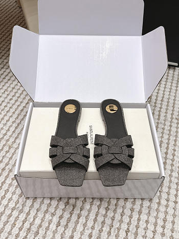 YSL Tribute Mules In Denim Black