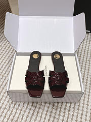 YSL Tribute Mules In Patent Leather Burgundy - 4