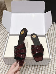 YSL Tribute Mules In Patent Leather Burgundy - 2