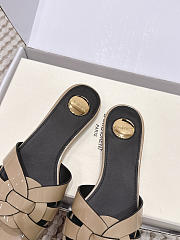 YSL Tribute Mules In Patent Leather Dark Beige - 6