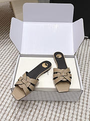 YSL Tribute Mules In Patent Leather Dark Beige - 5