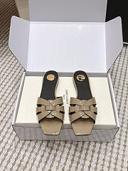 YSL Tribute Mules In Patent Leather Dark Beige - 3