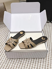 YSL Tribute Mules In Patent Leather Dark Beige - 2