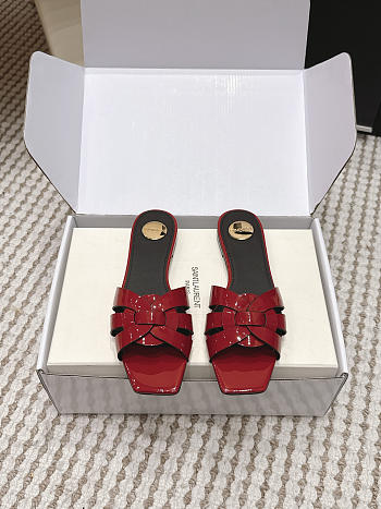 YSL Tribute Mules In Patent Leather Red