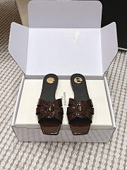 YSL Tribute Mules In Patent Leather Dark Brown - 1