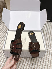 YSL Tribute Mules In Patent Leather Dark Brown - 6