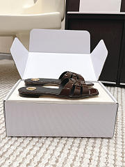 YSL Tribute Mules In Patent Leather Dark Brown - 4