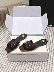 YSL Tribute Mules In Patent Leather Dark Brown - 3