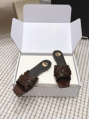 YSL Tribute Mules In Patent Leather Dark Brown - 2