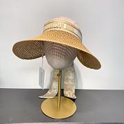 Dior D-Ocean Visor with Mitzah Straw with Beige and White Embroidered Band - 1