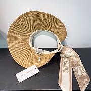 Dior D-Ocean Visor with Mitzah Straw with Beige and White Embroidered Band - 6