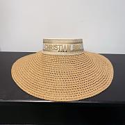 Dior D-Ocean Visor with Mitzah Straw with Beige and White Embroidered Band - 5
