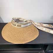 Dior D-Ocean Visor with Mitzah Straw with Beige and White Embroidered Band - 4