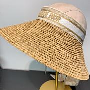 Dior D-Ocean Visor with Mitzah Straw with Beige and White Embroidered Band - 3