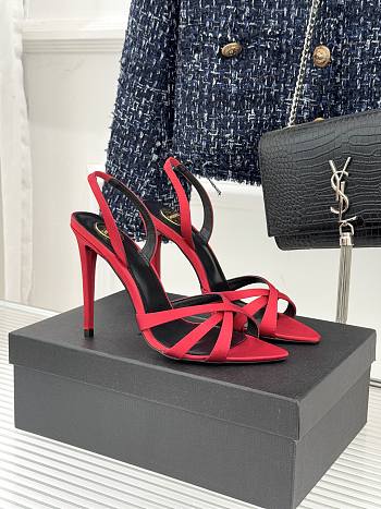 YSL Kate Sandals In Satin Crepe Red 11cm