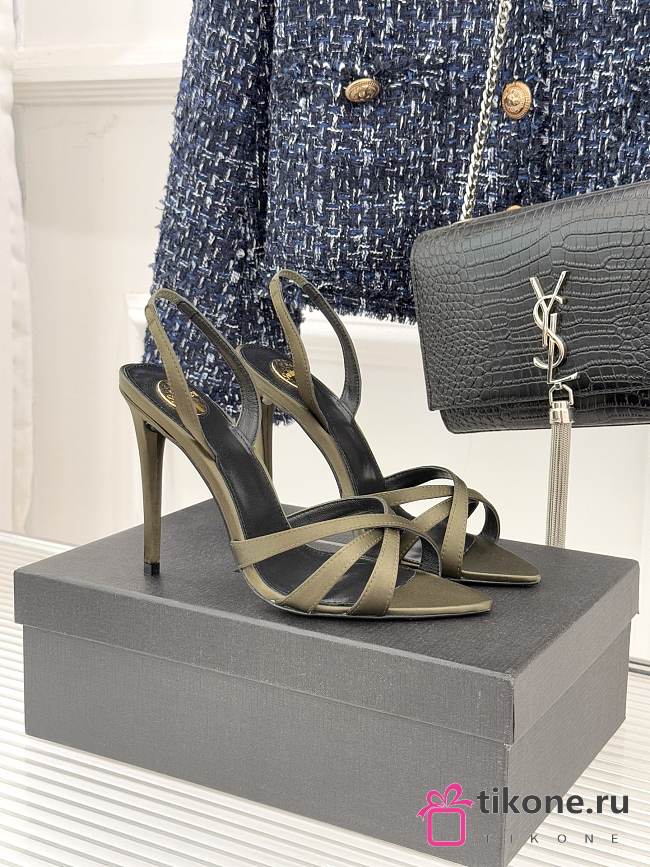 YSL Kate Sandals In Satin Crepe Teak 11cm - 1