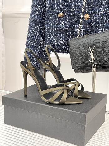 YSL Kate Sandals In Satin Crepe Teak 11cm