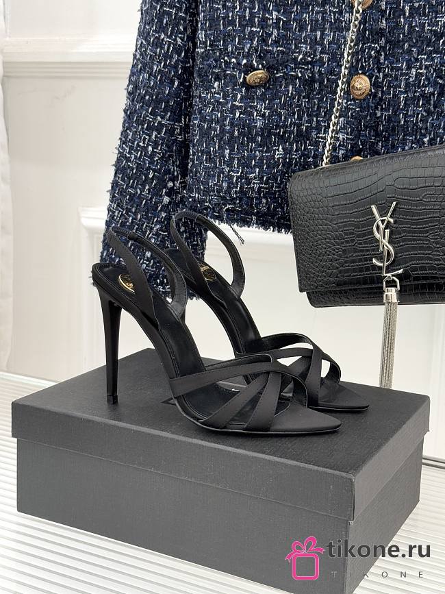 YSL Kate Sandals In Satin Crepe Black 11cm - 1