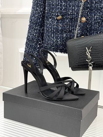 YSL Kate Sandals In Satin Crepe Black 11cm