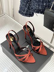 YSL Kate Sandals In Satin Crepe Dark Ruggine 11cm - 4