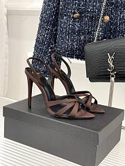 YSL Kate Sandals In Satin Crepe Dark Brown 11cm - 1