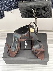 YSL Kate Sandals In Satin Crepe Dark Brown 11cm - 6