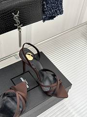 YSL Kate Sandals In Satin Crepe Dark Brown 11cm - 5